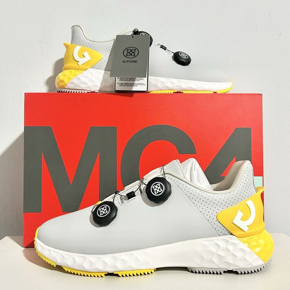 G/Fore G4 G/Drive Men’s Size 9.5 Nimbus Grey Yellow White Spikeless Golf Shoes